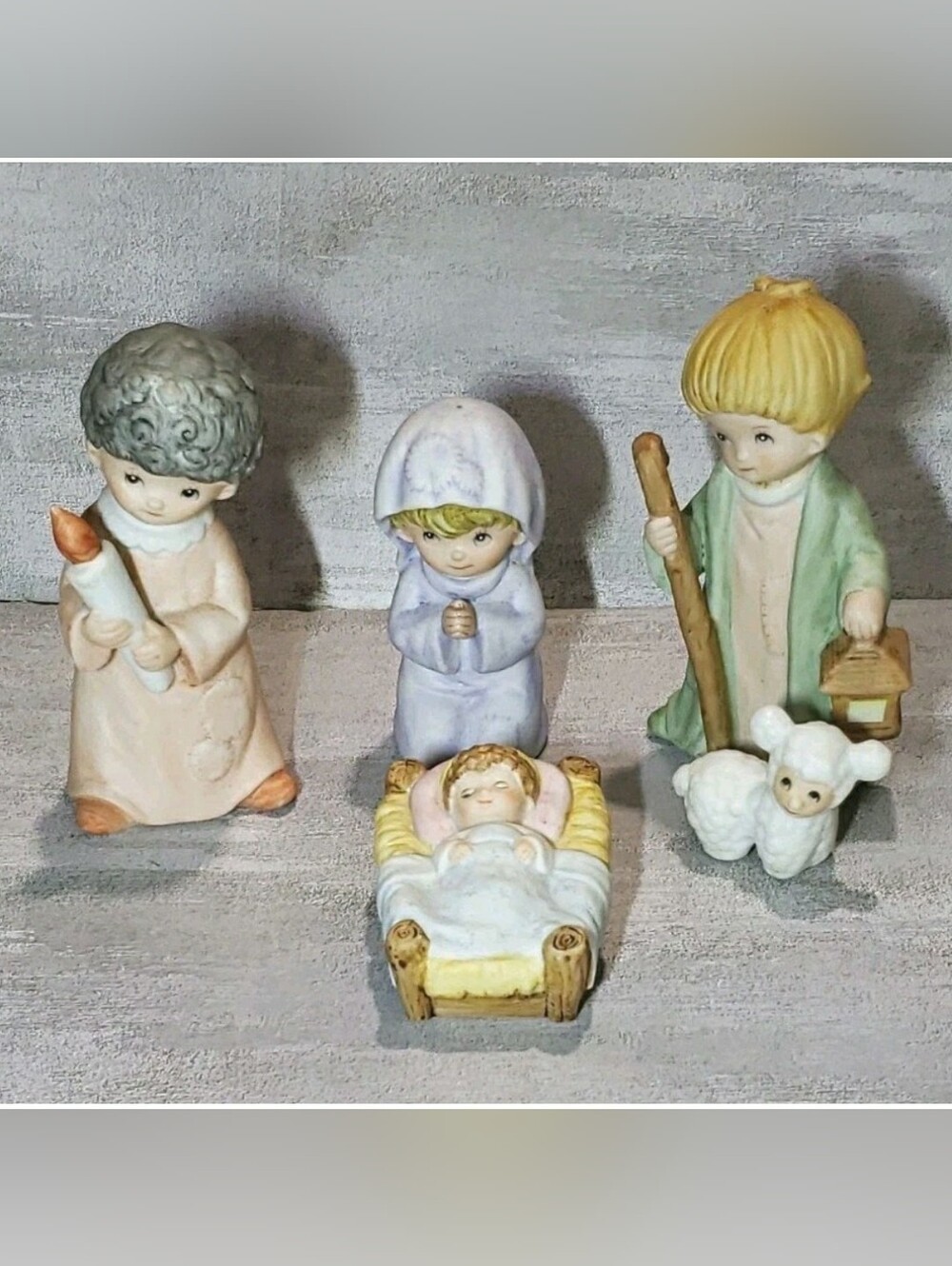 Vtg Homco 5602 Nativity Baby Jesus Mary Joseph Angel Lamb